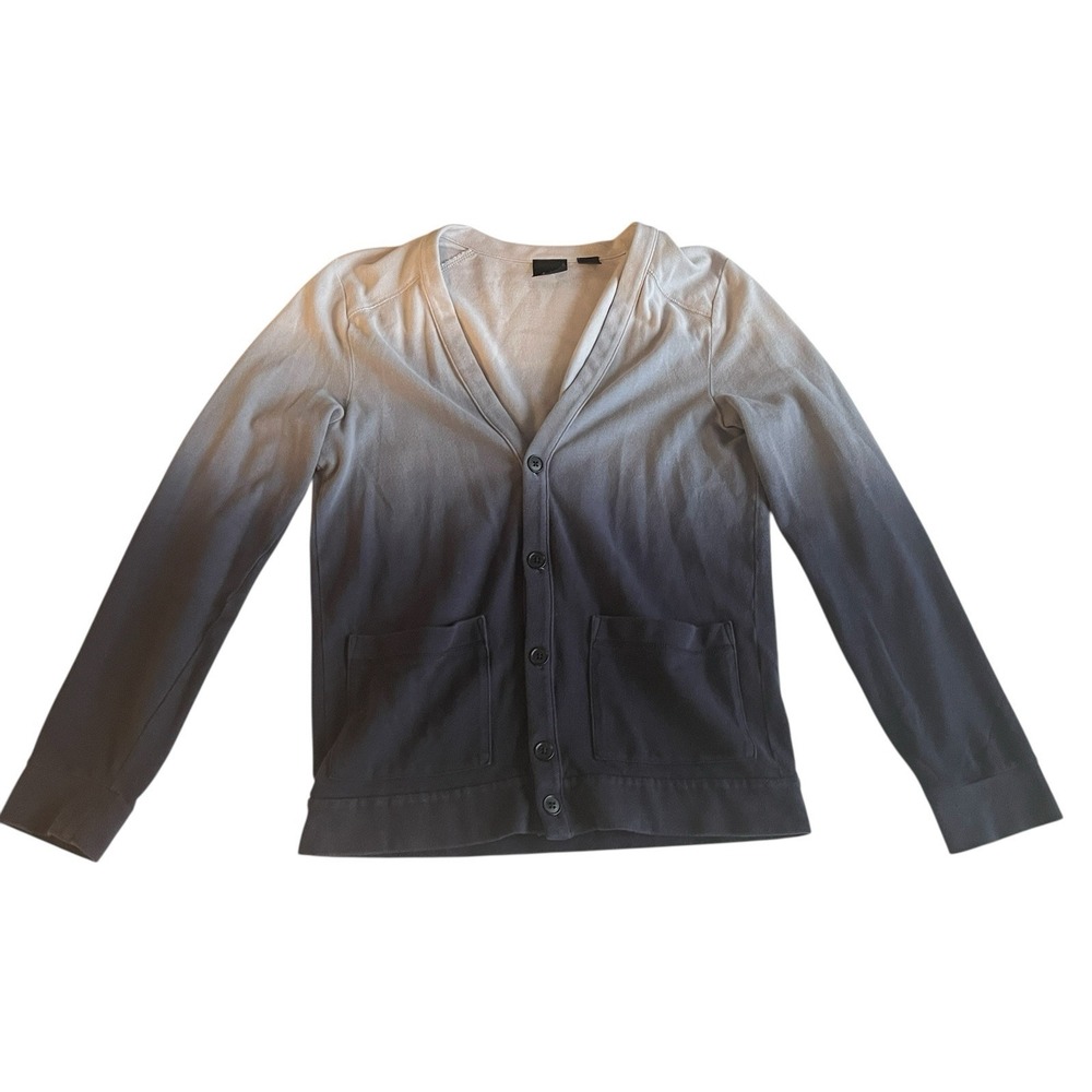Armani Exchange Women's Size S Cardigan Gray Ombre Gradient 100% Cotton Pockets